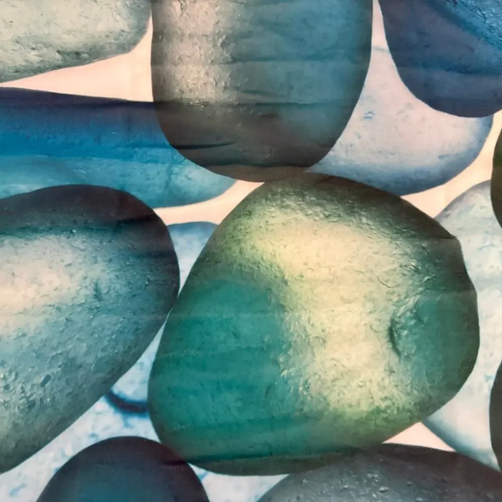 Josie Iselin Sea Glass Art Print Long Chiffon Scarf Wrap Glam Coastal 13 x 68
